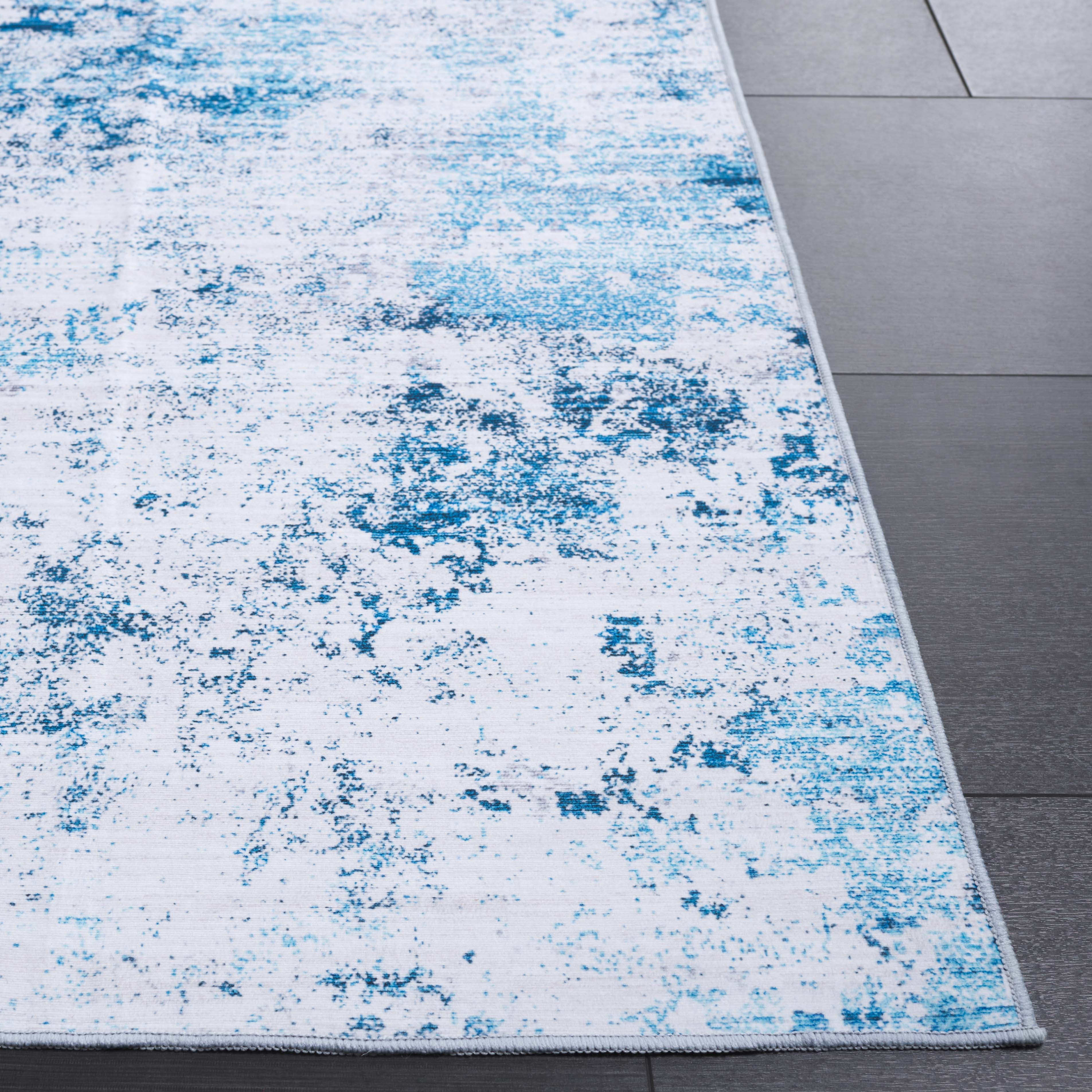 SAFAVIEH Malibu Dalia Distressed Polyester Runner Rug, Beige/Turquoise, 2'6" x 8'