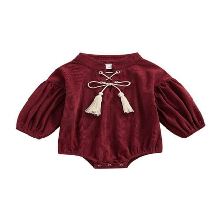 

Huakaishijie Kid Baby Girls Casual Romper Long Sleeve Round Neck Drawstring Short Jumpsuit