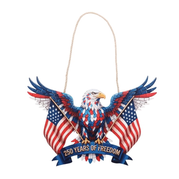 Alaiyaky 4th of July Decoration Wooden Eagle Door Sign 4th of July Door Sign Patriotic Wreath for Front Door Decorations for Independence Day Porch Wall Indoor Home Decor