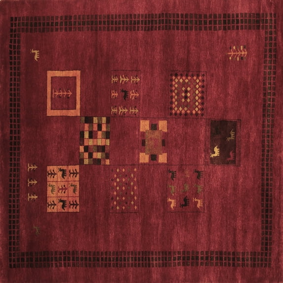 Ahgly Company Indoor Square Abstract Brown Contemporary Area Rugs, 6' Square