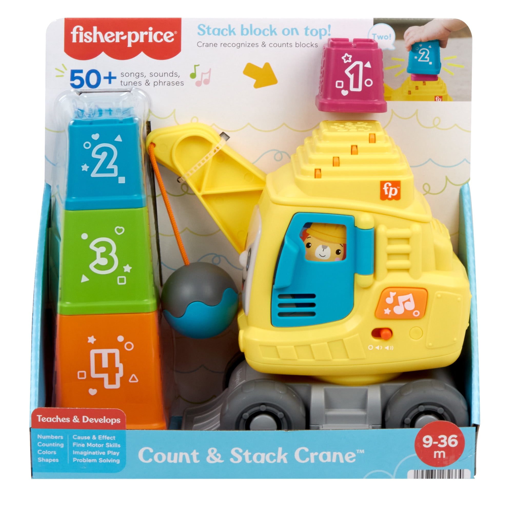 Fisher-Price Count and Stack Crane Learning Toy with Building