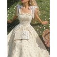 thumbnail image 2 of Light Yellow Bowknot Strap Floral Print A-Line Long Dress For Summer Graduation Modest Occasion Wear, 2 of 6