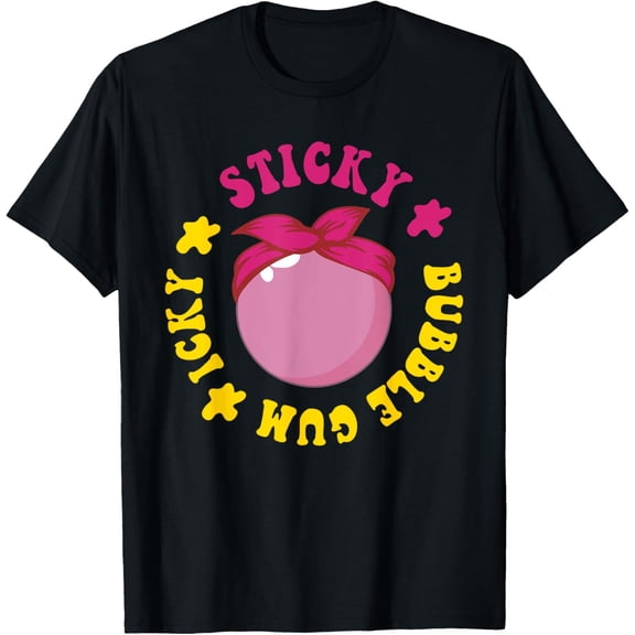 Sticky Bubble Gum Icky Funny Apparel T-Shirt men and women can wear, black, white, gifts