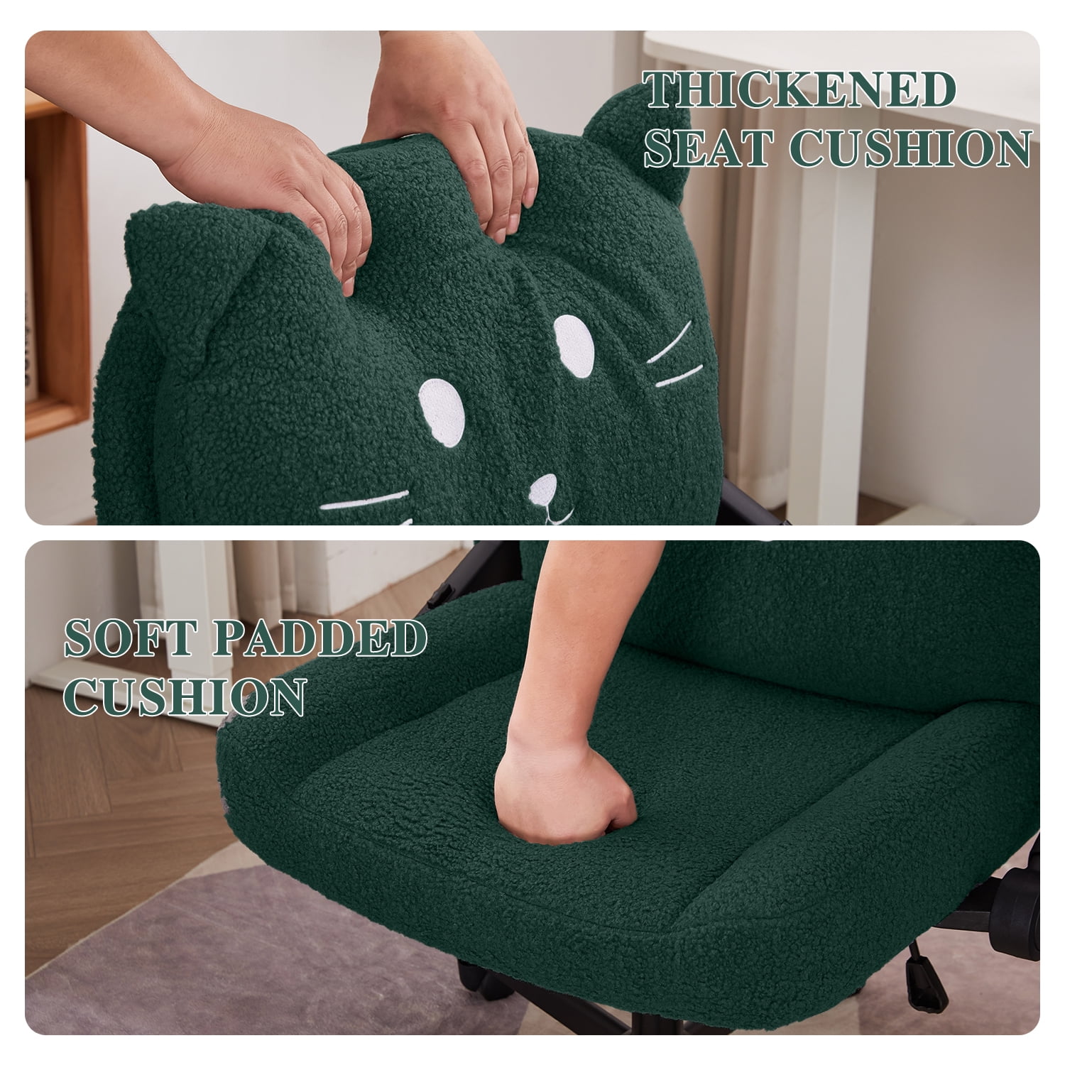 Criss Cross Legged Chair with Wheels and Flip-up Arms, Ergonomic Wide Seat Computer Desk Chair, Comfortable Home Office Computer Chair 300lbs
