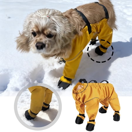 Waterproof Dog Boots with Suspenders All-in-One Dog Snow Pants with Built-In Boots Anti- -Proof Paw Protector Shoes for Small Medium Large Dogs Outdoor Winter Rain Hiking