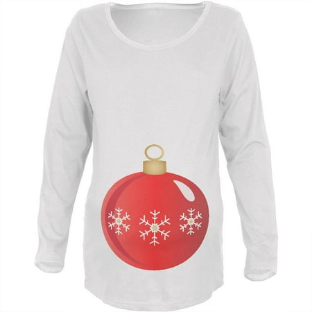 

Christmas Ornament Costume Maternity Soft Long Sleeve T Shirt White SM
