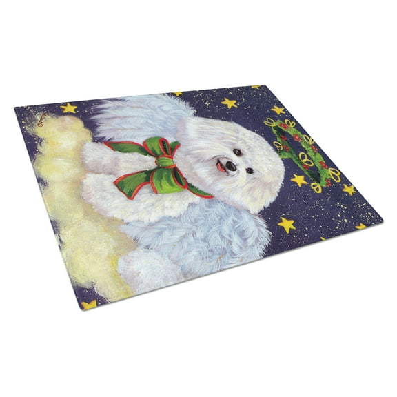 Carolines Treasures PPP3027LCB Bichon Frise Christmas Angel Glass Cutting Board Large, 12H x 16W, multicolor
