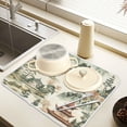 thumbnail image 2 of Yayeee Dish Drying Mat for Kitchen Counter 16" x 18" Microfiber Super Absorbent Coffee Decorative Pad, Green Mountain Pattern, 2 of 9
