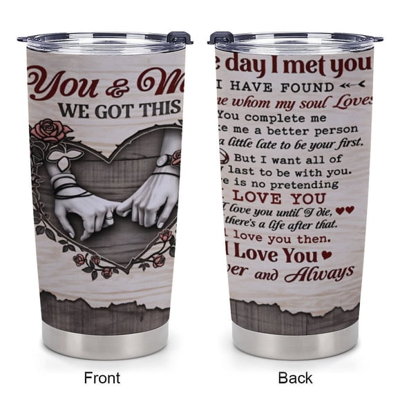 You And Me We Got This Tumbler Drawing Tumblers 20oz Stainless Steel Insulated Travel Mug Christmas Birthday Valentine Gift for Wife Husband Boyfriend Girlfriend