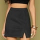 thumbnail image 3 of Minifalda para mujer, cintura alta, ante sintético, estampado lateral, ceñido al cuerpo, corte A, corto, negro, XL, 3 of 6