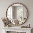 thumbnail image 4 of SANGNI 30" Round Solid Wood Wall Mirror with Carved Beaded Frame for Vanity, Entryway & Living Room, 4 of 9