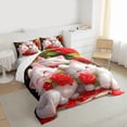 thumbnail image 3 of Homewish Pet Kitten Full Size Comforter Sets,Cute White Cat Bedding Comforter Set,Romantic Red Rose Bedding Sets For Girls,Super Cozy Room Decor Reversible,3 Pieces, 3 of 8