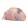 thumbnail image 4 of Bolso de mano tipo clutch con bordado floral y cadena extraíble para mujer. Rosa, 4 of 9