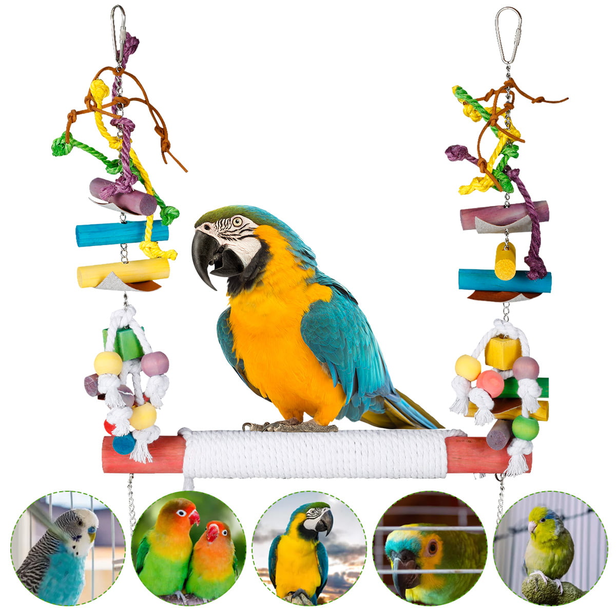 Bird Parrot Toys Swing Chewing Playground Gym Macaw Cockatoos Birds Bead Toy 