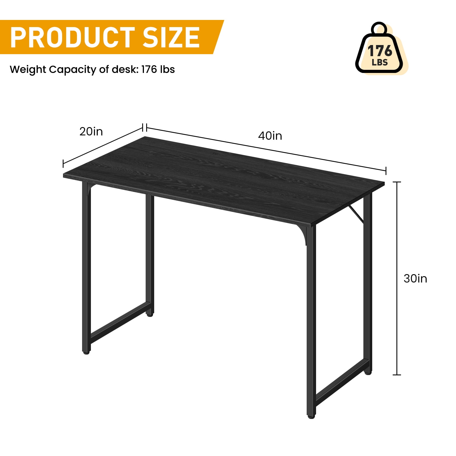 Dkelincs 40 inch Computer Desk and Chair Set Home Office Modern Wood Study Desk & Mesh Ergonomic Height Adjustable Office Chair for Small Spaces, Black & Black