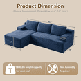 thumbnail image 2 of 96" Boneless Cloud Couch with Chaise, Modular Sectional Sofa for Living Room, No Assembly Required, Deep Seat Corduroy Couch, Blue, 2 of 8