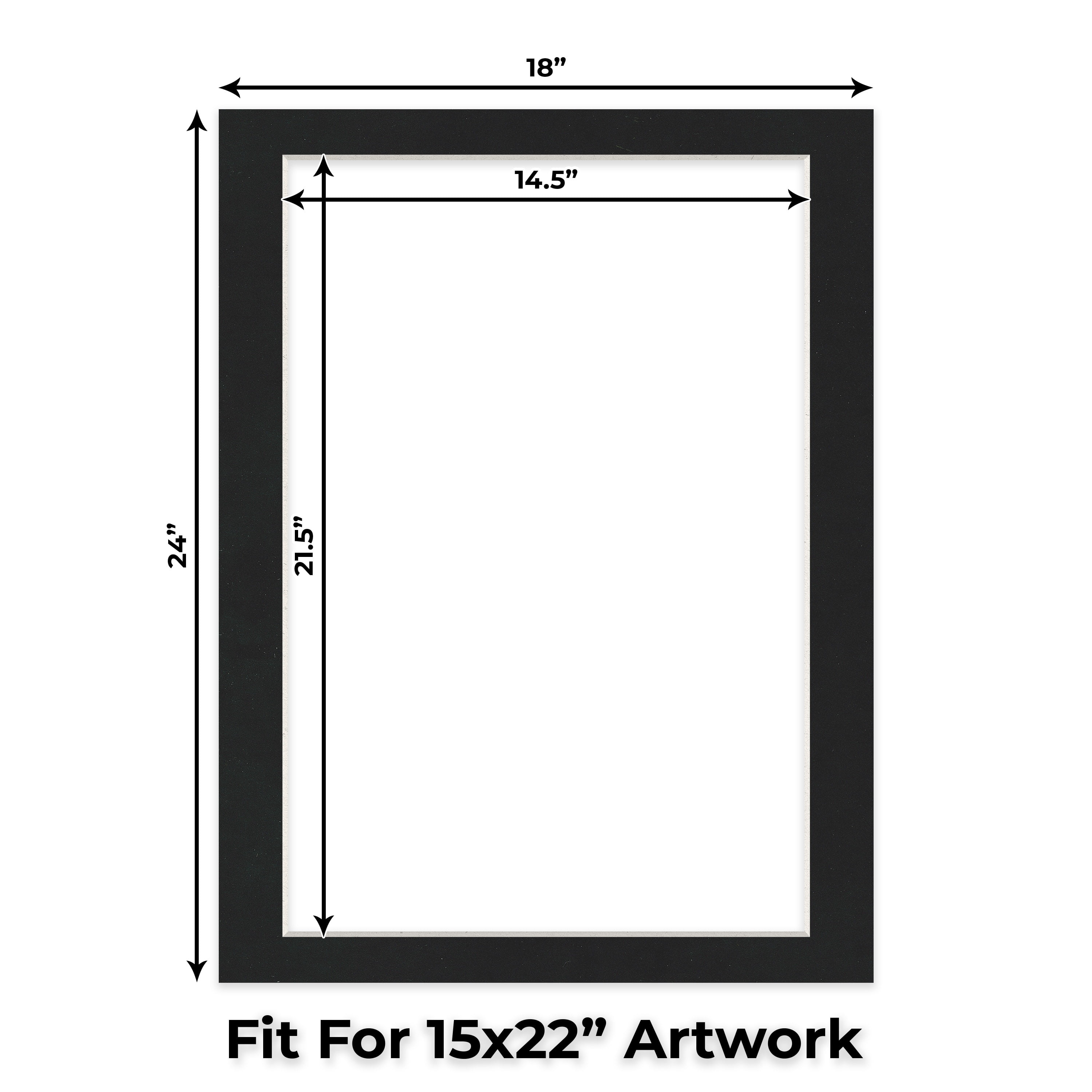 Black Suede Picture Frame Mat for 18x24 Frames - Fits 15x22 Photos - 1 Mat
