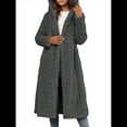 thumbnail image 3 of Chaqueta Informal con Capucha y Cuello en V de Larga y Forro Cálido para Mujer, Abrigos de Otoño e Invierno. Gris XL, 3 of 8