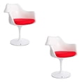 thumbnail image 1 of Fauteuil Tulipe Blanc Céleste avec Coussin Rouge, 1 of 6