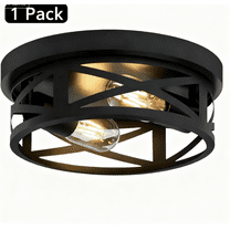 LapEasy Flush Mount Ceiling Light Fixture, 2-Light Ceiling Light Fixture, 10.63 inch Black Metal Cage Ceiling Lights for Kitchen, Farmhouse, Hallway, Bedroom, Bathroom