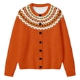 thumbnail image 4 of Huowey Women Halloween Cardigan Sweaters Fair Isle Knit Button Up Cardigans Long Sleeve Crew Neck Stylish Festival Coats,Orange,S, 4 of 4