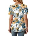 thumbnail image 6 of Women's T-Shirts Summer New Fashion Floral Prints Top Loose Round Neck Chest Pleated Shirts Womens Casual Short Sleeve Blouses Pullover Tops, 6 of 6
