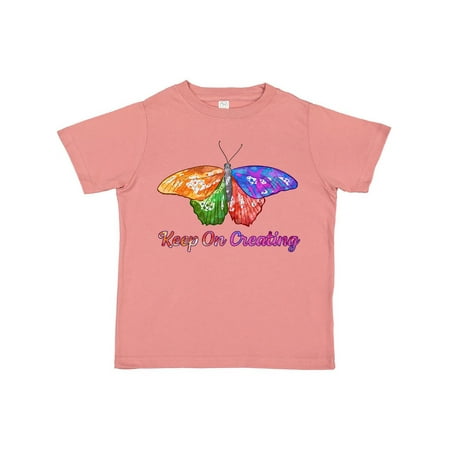 

Inktastic Keep On Creating with Beautiful Rainbow Butterfly Gift Toddler Boy or Toddler Girl T-Shirt