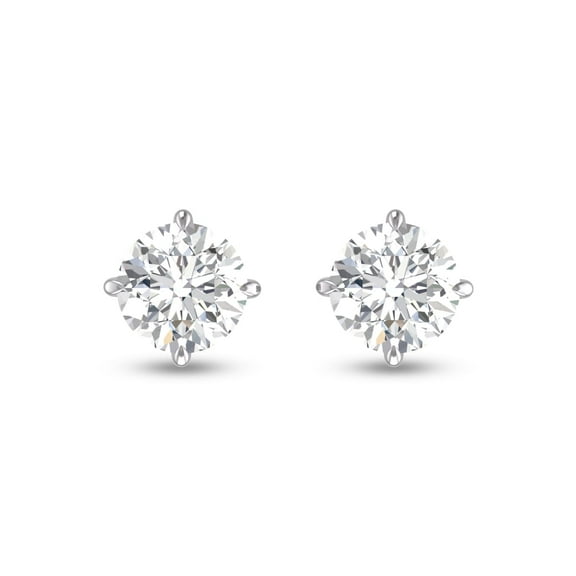 SZUL Women's Lab Grown 1 Carat Round Solitaire Diamond Earrings in 14K White Gold