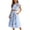 Blue, variant on Women’S Ethnic Floral Embroidered 2-Piece Skirt Set, Sleeveless Crop Tank Top With High Waist Pleated Midi Skirt, Lightweight Soft Cotton Fabric, 2pcs, Sizes S To L