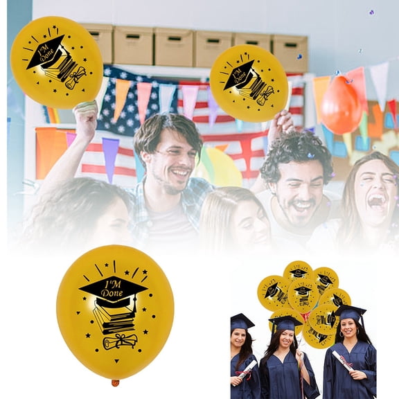 Graduation Gifts 12 Inch Black and Gold Graduation Latex Balloons Thickened Round Party Decoration for Event Atmosphere
