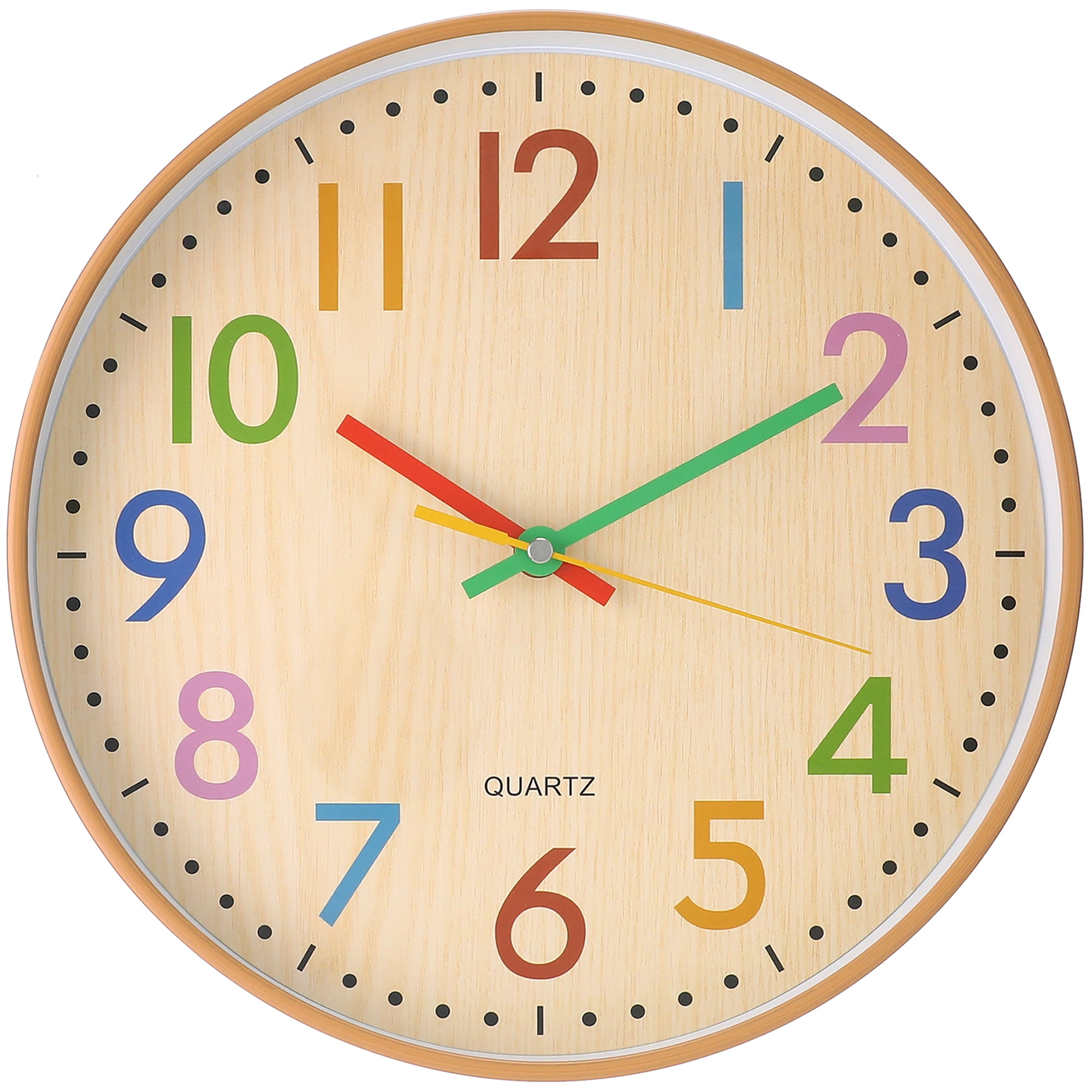 Analog Wall Clock Colorful Kids Wall Clock - Silent Non-Ticking ...