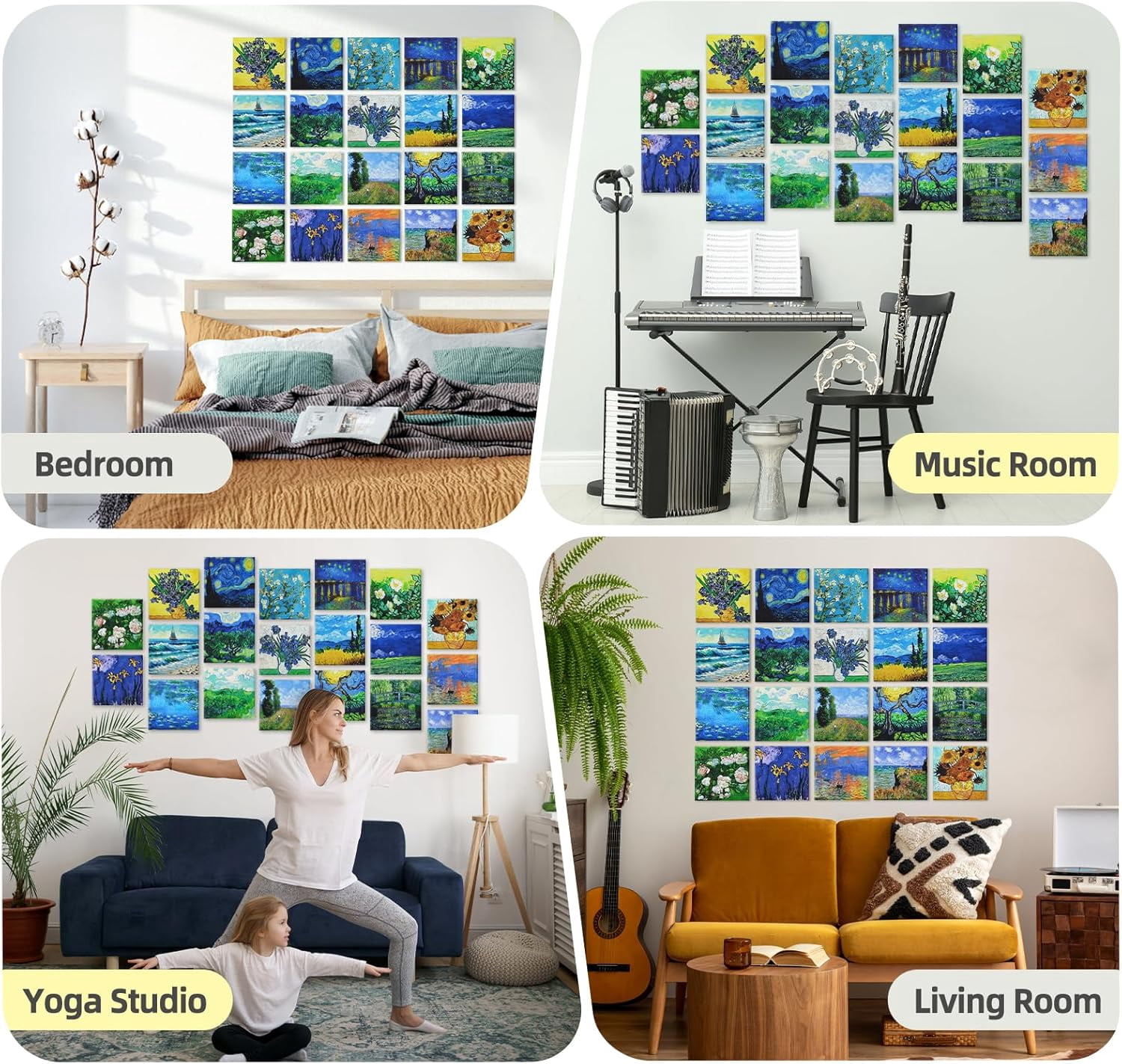 20 Pack Art Acoustic Panels,40 x 32 In Self-adhesive Soundproof Wall Panels, Decorative Sound Absorbing Panels, Acoustic Treatment for Studio Home Office