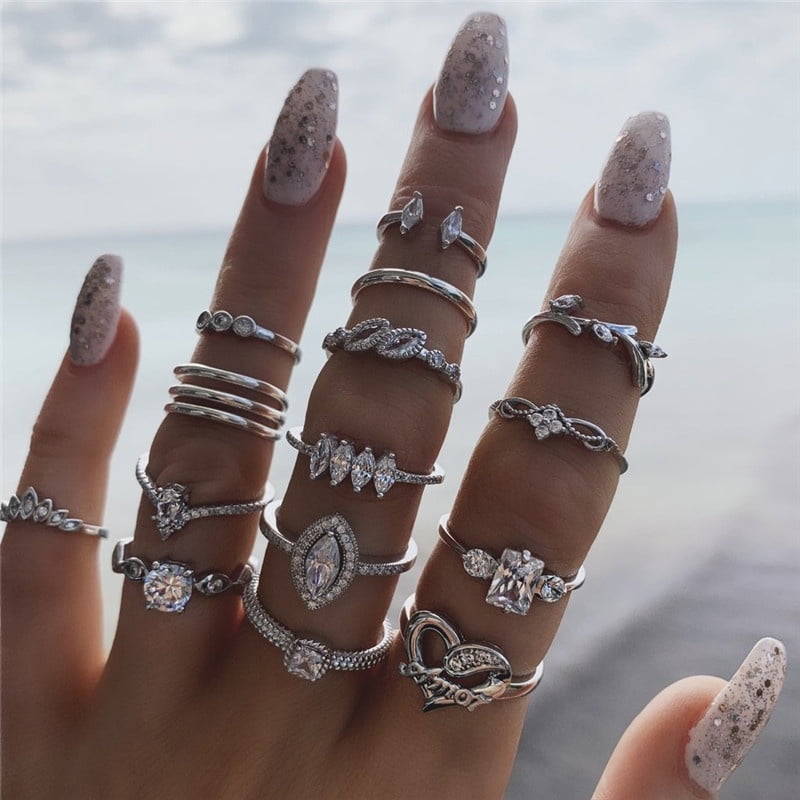 Lots Styles Set Retro Arrow Moon Midi Finger Knuckle Rings Boho Fashion Jewelry 