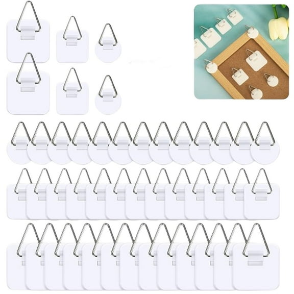 Tutuviw 45 Pack Invisible Adhesive Plate Hanger Vertical Plate Holders Self-Adhesive Wall Dishes Plastic Hook for Display for Decorative Plates and Wall Art 1.25/0.98/0.86Inch