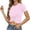 Pink, variant on Womens Crop Tops Casual Y2K Short Sleeve Basic Twist Front Tee T-Shirt