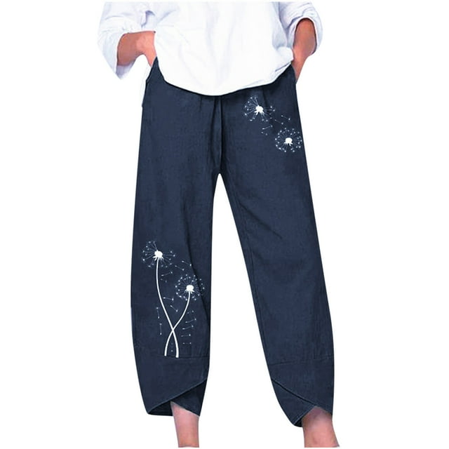 Birdeem Mode Femme Été Décontracté Ample Poche Droite Pantalon Imprimé