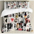 thumbnail image 3 of Girls Duvet Cover Set Twin Size, Collage with Freehand Drawings Artistic Portraits of Woman Faces Abstract Image, Decorative 2 Piece Bedding Set with 1 Pillow Sham, Black White Red, by Ambesonne, 3 of 3