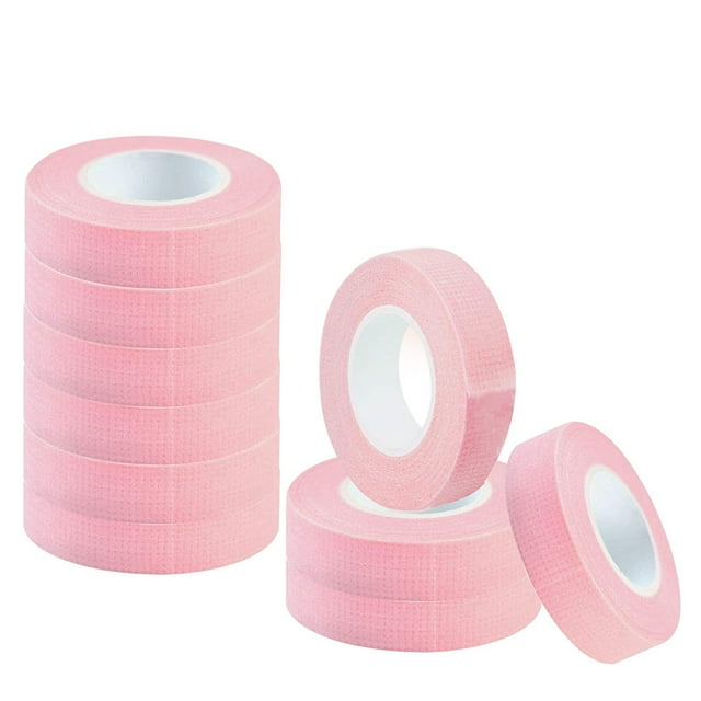 10 Rouleaux de Ruban pour Extension de Cils, Ruban Rose pour Extension de Cils Tissu Microporeux Respirant Ruban pour Extension de Cils (0.5 Pouce), Rose