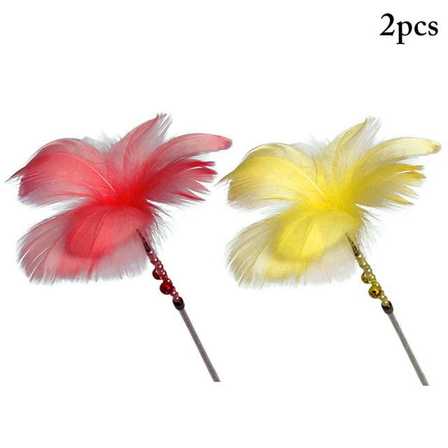 2 Pcs Cat Plume Teaser Interactif Belle Chat Jouet Interactif Chat Teaser Baguette