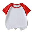 thumbnail image 2 of MIXUE Toddler Girls Tops & T-Shirts Baseball Color Block Crew Neck Short Sleeve Tops Holiday Wear,Red,8-9 Years, 2 of 6