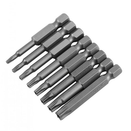 

8 pcs 1/4 Hex Shank T8-T40 50mm Long Steel Magnetic Security Star Screwdriver Bits Set