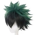 thumbnail image 4 of Perruque de Cosplay Verte pour Garçon Perruque Ombrée Noire Perruques Courtes Ondulées Synthétiques pour Costume, 4 of 4