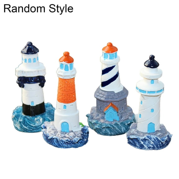 Grandest Birch Realistic Shape DIY Lighthouse Miniature Resin Micro Landscape Lighthouse Figurine Garden Decor Decorative Cute Lov
