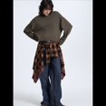 thumbnail image 4 of Suéter de Cuello Alto para Mujer, Blusa de Punto de Larga Gruesa con Dobladillo Alto y Bajo, para Otoño e Invierno. Café L, 4 of 8