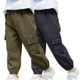 thumbnail image 1 of Odeerbi 2-14 Años Boys 2 Pcs Pantalones de Carga Pantalones Jogger Pantalones Spring Summer Color Sólido Pantalones de Trabajo Informal Con Bolsillo, 1 of 8