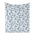 thumbnail image 1 of Plane Soft Flannel Fleece Throw Blanket, Hand Drawn Airplanes and Clouds in the Sky, Cozy Plush for Indoor and Outdoor Use, 60" x 80", Dark Blue Grey Eggshell, by Ambesonne, 1 of 5