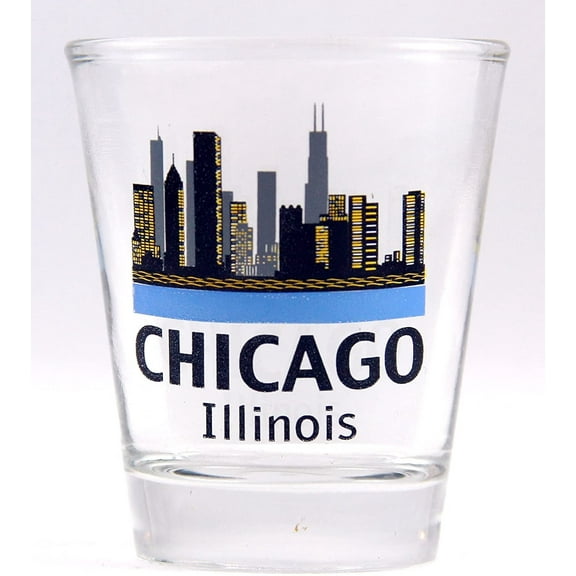 Chicago Illinois Silhouette Skyline Shot Glass