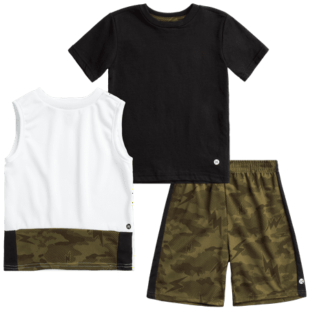 

RBX Baby Boy s Active Shorts Set - Short Sleeve T-Shirt Tank Top and Shorts Performance Playwear Set (Toddler)