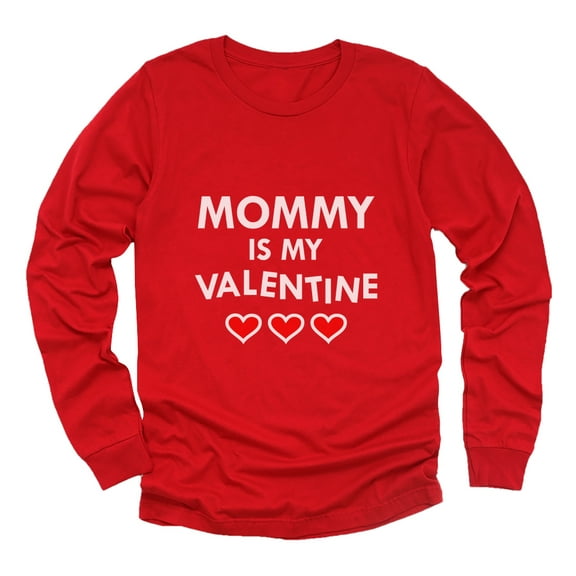 Tstars Boys Unisex Valentine's Day Shirts for Kids Love Mommy Is My Valentine Childrens Gift for Valentine's Day Cute Gift Idea for Boy Kids Long Sleeve T Shirt