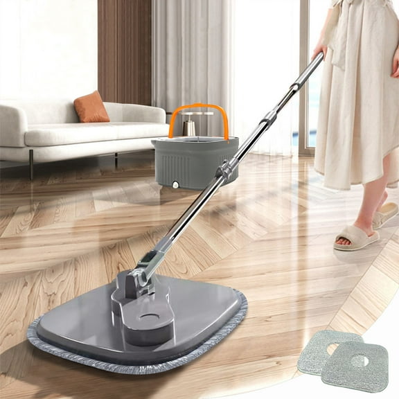 Floleo Mop And Bucket With Wringer Set, Hands Free Flat Floor Mop And Bucket, Washable Microfiber Pads Included, Wet And Dry Use, Home Floor Cleaning System For All Floor Types And Windows